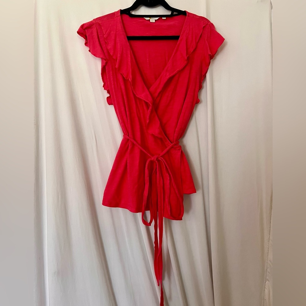 Boden Ladies Ruffled Wrap Top - Salmon